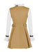 2PCS Khaki 1960s Ruffle Collar Megan's Costume Set