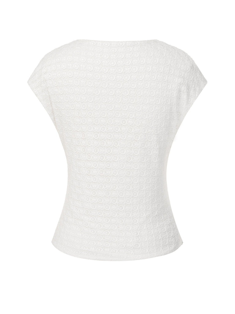 [Pre-Sale] White 1950s Hollow Floral Lace Top
