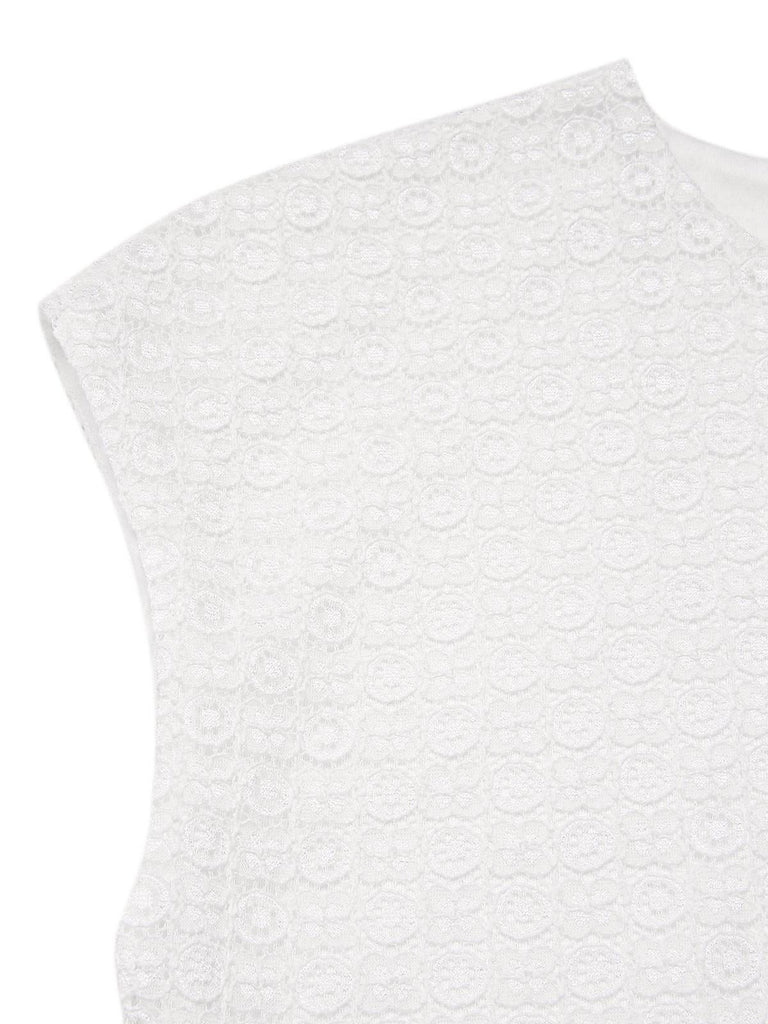 [Pre-Sale] White 1950s Hollow Floral Lace Top
