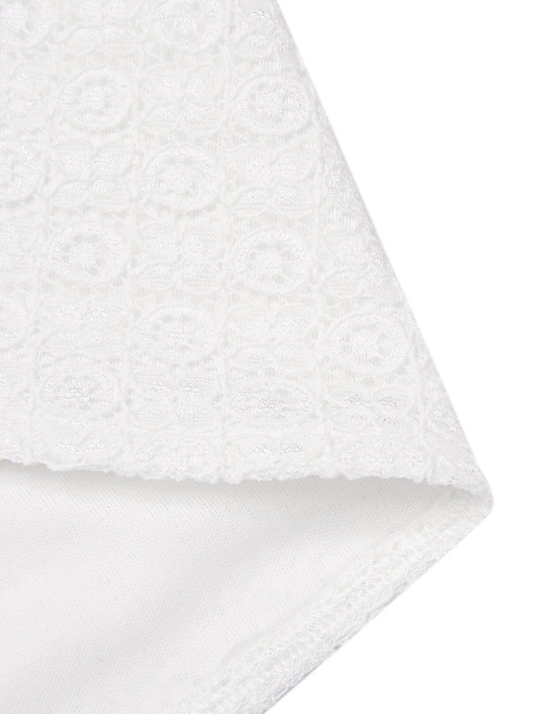 [Pre-Sale] White 1950s Hollow Floral Lace Top