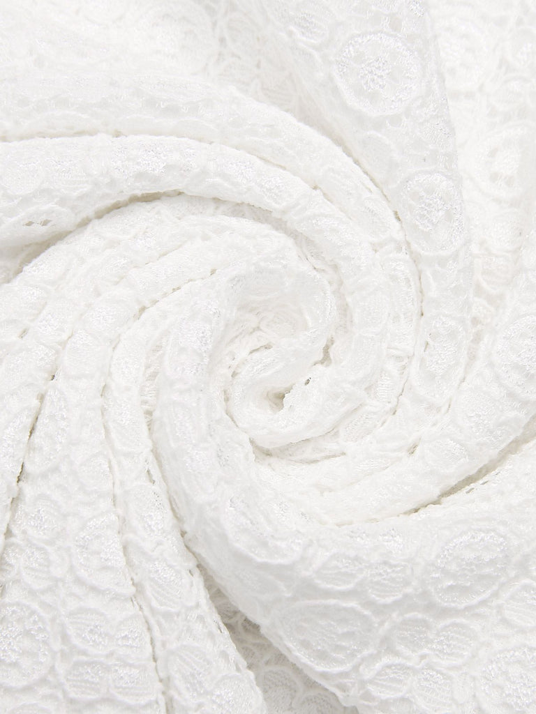 [Pre-Sale] White 1950s Hollow Floral Lace Top