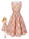 [Pre-Sale] Pink 1950s Gingham Plaid Sleeveless Belted Dress