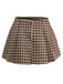 2PCS Brown 1960s Gingham Plaid Pleated Vest & Skirt