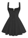 1960s Solid Lace Straps Lace-Up Skater Dress