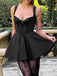 1960s Solid Lace Straps Lace-Up Skater Dress