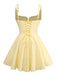 1960s Solid Lace Straps Lace-Up Skater Dress