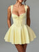 1960s Solid Lace Straps Lace-Up Skater Dress