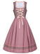 2PCS Misty Rose 1950s Ditsy Floral Satin Dress & Apron