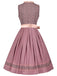 2PCS Misty Rose 1950s Ditsy Floral Satin Dress & Apron