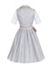3PCS Gray 1950s Ethnic Floral Lace Top & Lace-Up Dress