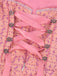 2PCS Pink 1950s Sweetheart Floral Embroidered Dress