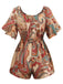 Multicolor 1970s Bohemian Off-Shoulder Romper
