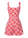Rose Pink 1970s Boho Sun Print Button Romper