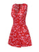 [Pre-Sale] Red 1940s Cotton Tropical Floral V-Neck Ruched Romper