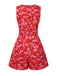 [Pre-Sale] Red 1940s Cotton Tropical Floral V-Neck Ruched Romper