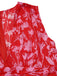 [Pre-Sale] Red 1940s Cotton Tropical Floral V-Neck Ruched Romper