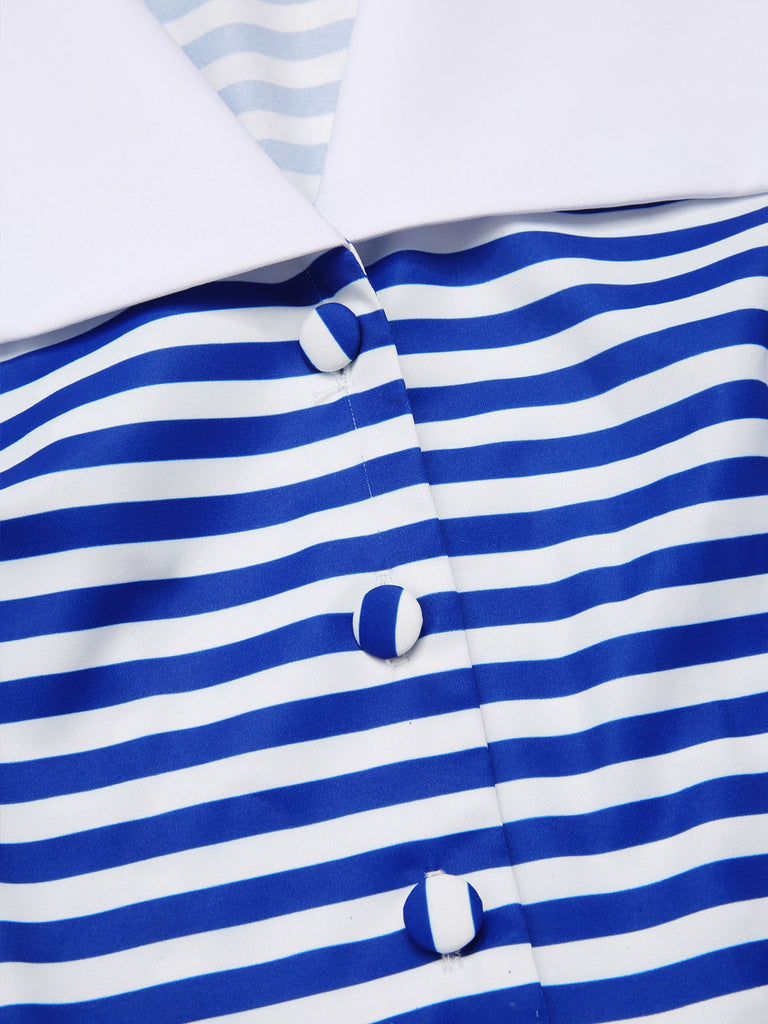 [Pre-Sale] 1940s Navy Style Anchor Striped Dress