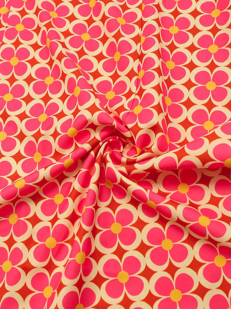 [Pre-Sale] Orange 1960s Hippie Floral Round Neck Dress