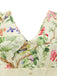Yellow 1950s Floral Birds Ruffled Flutter Sleeve Dress