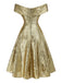 [Pre-Sale] Gold 1950s Off-Shoulder Sequined Swing Dress