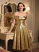 [Pre-Sale] Gold 1950s Off-Shoulder Sequined Swing Dress