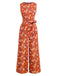1950s Cotton Sleeveless All-Over Floral Belted Jumpsuit