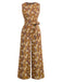 1950s Cotton Sleeveless All-Over Floral Belted Jumpsuit