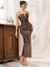 Gold 1920s Deep V-Neck Side-Slit Sequined Slip Dress