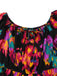 Multicolor 1960s Abstract Paints Ruffle Off-Shoulder Romper