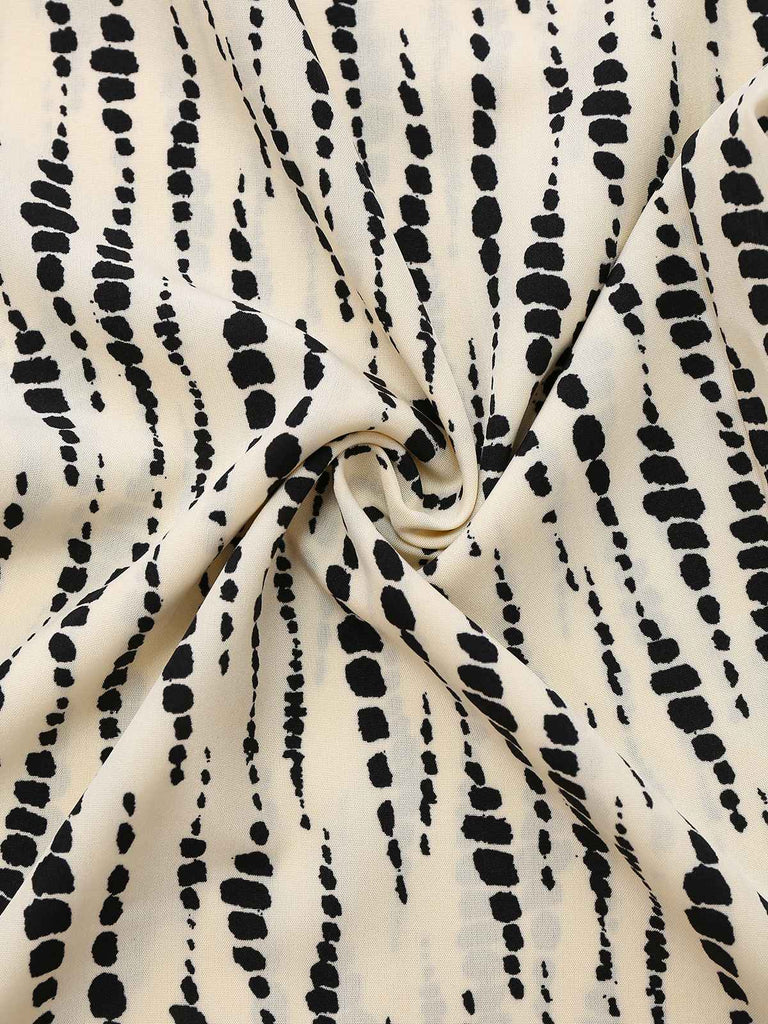 White 1940s Ink Stains Oblique Neck Jumpsuit
