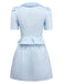 2PCS 1960s Vertical Stripes Peter Pan Collar Blouse & Skirt