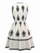 White 1970s Deep V Boho Floral Dress