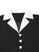 Black & White 1930s Notched Collar Buttoned Jumpsuit