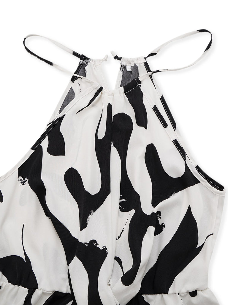 Black & White 1940s Cow Skin Halter Jumpsuit