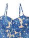 Blue 1940s Painting Floral Straps Dress