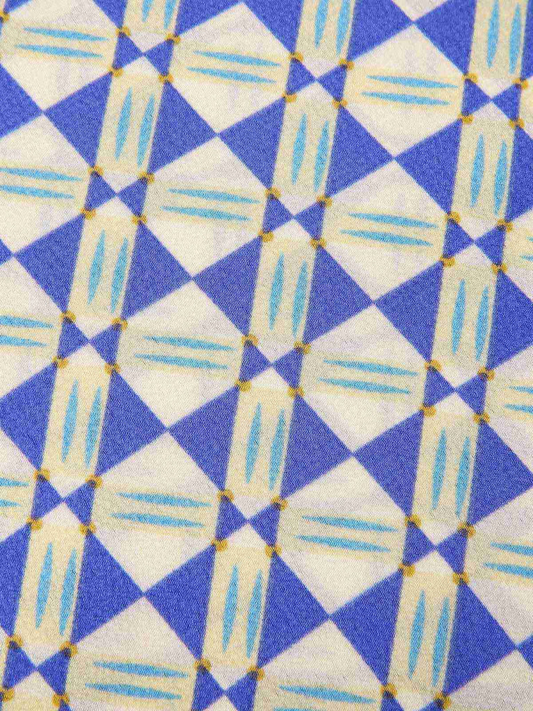 [Pre-Sale] Blue 1970s Geometric Print Halter Cut-Out Jumpsuit