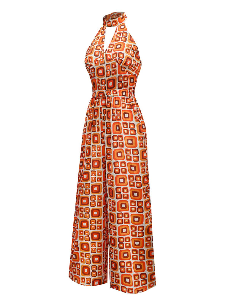 [Pre-Sale] 1960s Mandarin Collar Geometric Hippie Jumpsuit