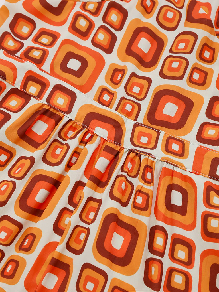[Pre-Sale] 1960s Mandarin Collar Geometric Hippie Jumpsuit