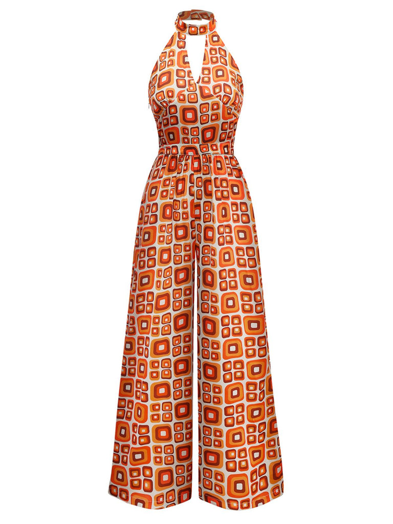 [Pre-Sale] 1960s Mandarin Collar Geometric Hippie Jumpsuit