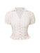 Pink 1940s Tulip V-Neck Lapel Ruffled Blouse