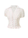 Pink 1940s Tulip V-Neck Lapel Ruffled Blouse