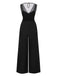 [Pre-Sale] Black 1930s Mesh Pleated Patchwork Jumpsuit