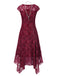 [Pre-Sale] Deep Red 1920s Lace Floral Dress With Necklace