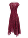 [Pre-Sale] Deep Red 1920s Lace Floral Dress With Necklace