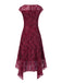 [Pre-Sale] Deep Red 1920s Lace Floral Dress With Necklace