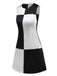 1960s Black And White Color Block Dress
