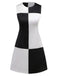 1960s Black And White Color Block Dress
