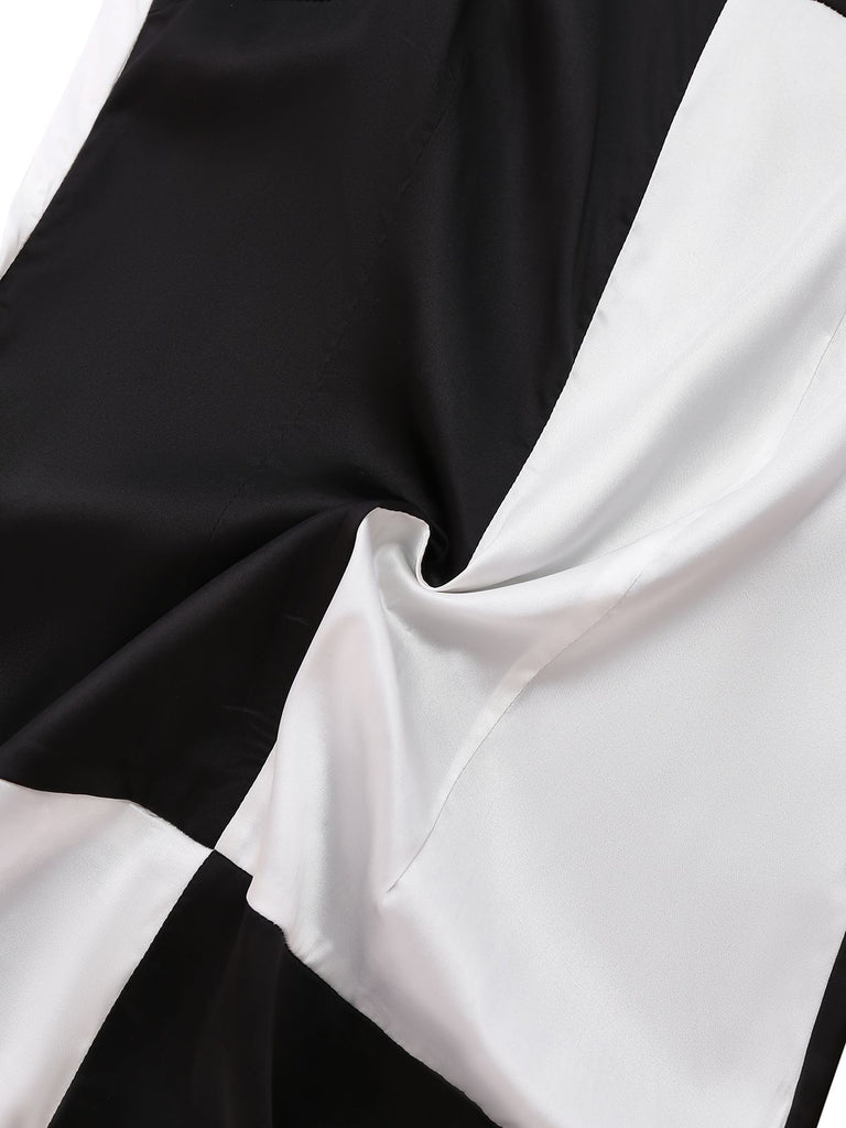 1960s Black And White Color Block Dress