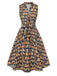 [Pre-Sale] 1950s Owl Bookshelf Print Stand Collar Dress