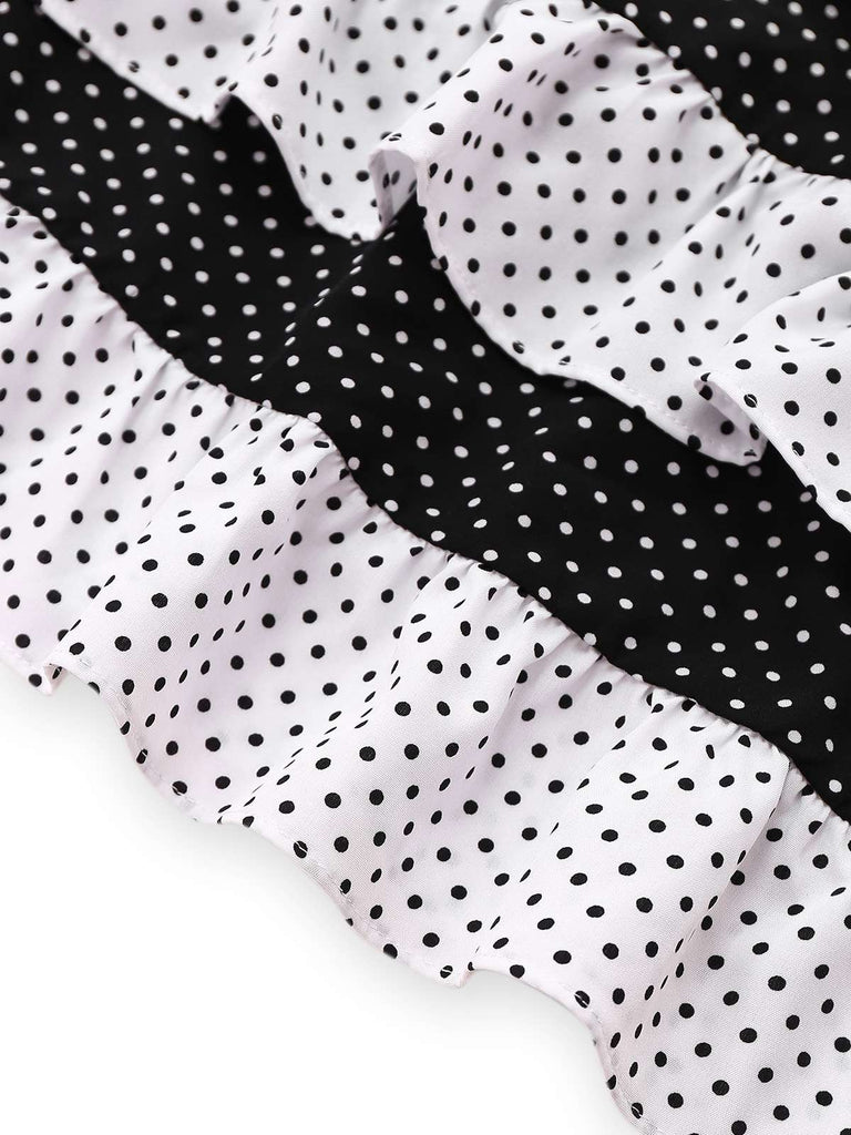 [Pre-Sale] Black & White 1960s Layered Ruffled Polka Dot Dress